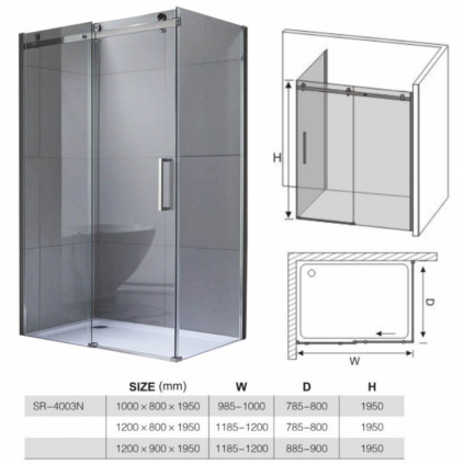 HYDROFIT - ROYA Tus paravan 80x120/195cm