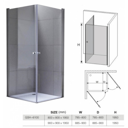 HYDROFIT - ENJOY Tus paravan pivot vrata 80x80/195cm