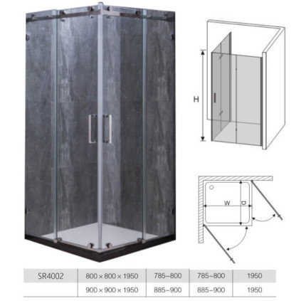 HYDROFIT - ROYA Tus paravan 90x90/195cm