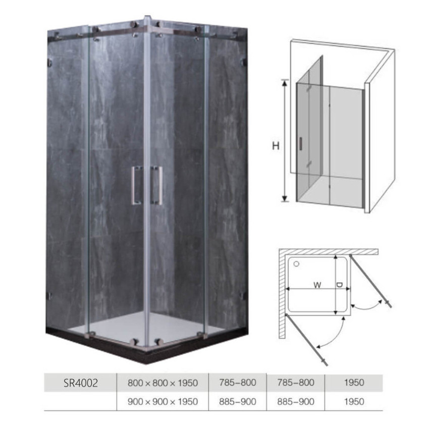HYDROFIT - ROYA Tus paravan 90x90/195cm