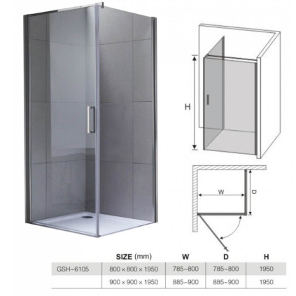 HYDROFIT - ENJOY Tus paravan pivot vrata 80/195cm