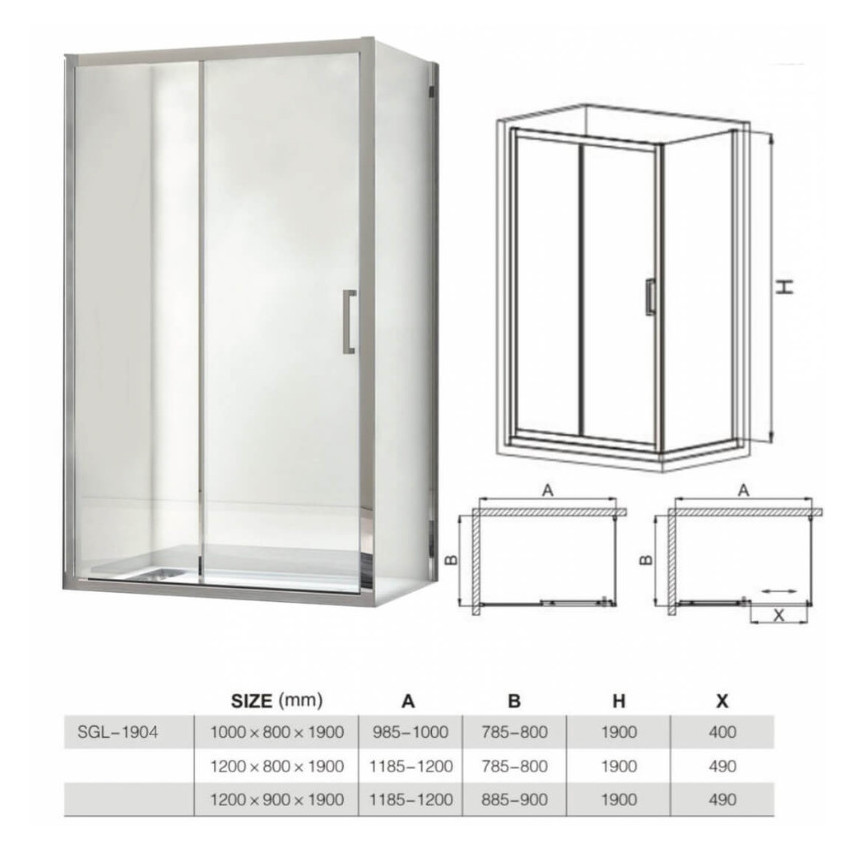 HYDROFIT - CLASSIC Tus paravan 90/195cm