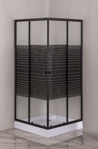 Tus paravan kvadratni 80x120 - HYDROFIT BLACK [6mm - sa crnim linijama]