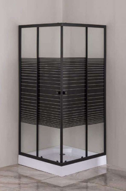 Tus paravan kvadratni 80x120 - HYDROFIT BLACK [6mm - sa crnim linijama]