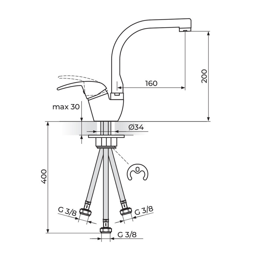 BATERIJA ZA SUDOPERU - PROTOČNI BOJLER IZLIV 180 MM