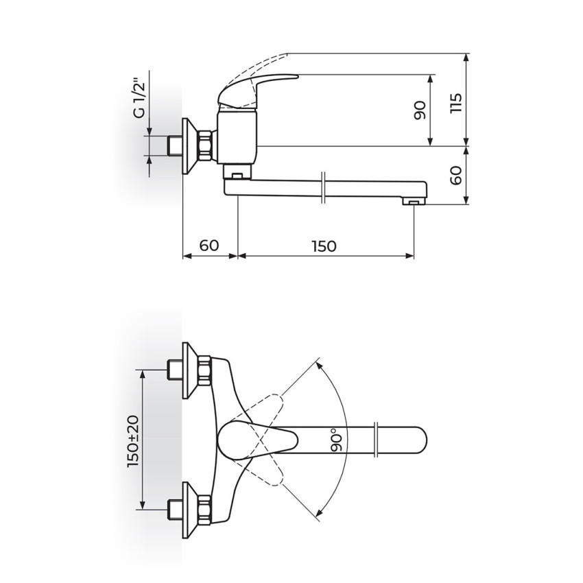 BATERIJA ZA SUDOPERU - LAVABO IZLIV 150MM
