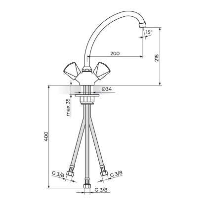 BATERIJA ZA SUDOPERU, PROTOČNI BOJLER 200 MM