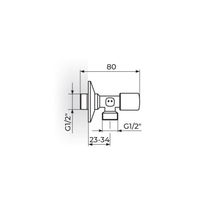 UGAONI VENTIL 1/2" SA PRIKLJUČKOM 1/2"