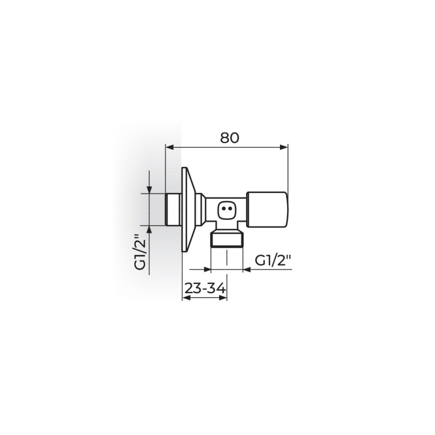 UGAONI VENTIL 1/2" SA PRIKLJUČKOM 1/2"
